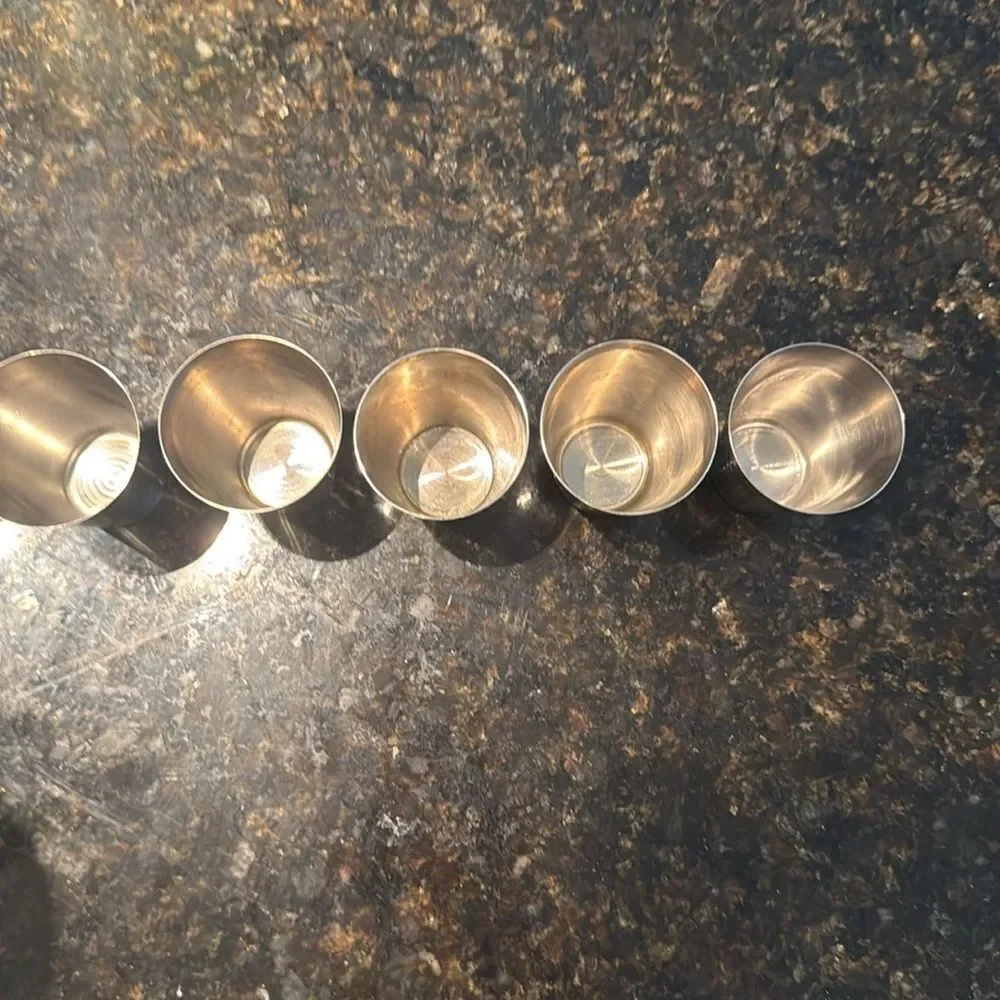 Set of (5) Stainless Steel Shot Glasses NEW- 2 Oz Shotglasses BRAND NEW Barware